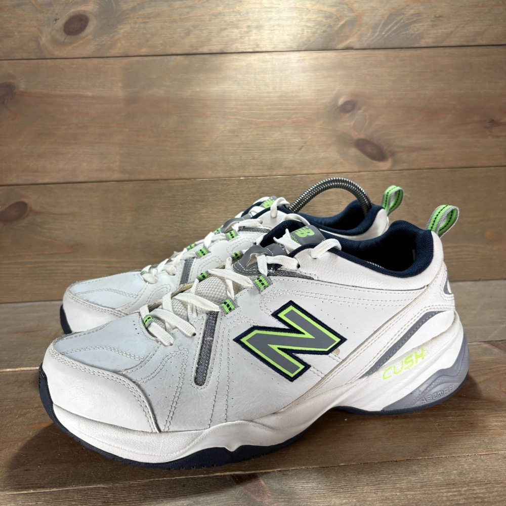 New Balance 608 Mens size 9.5 shoes White Leather 2E Wide training sneakers